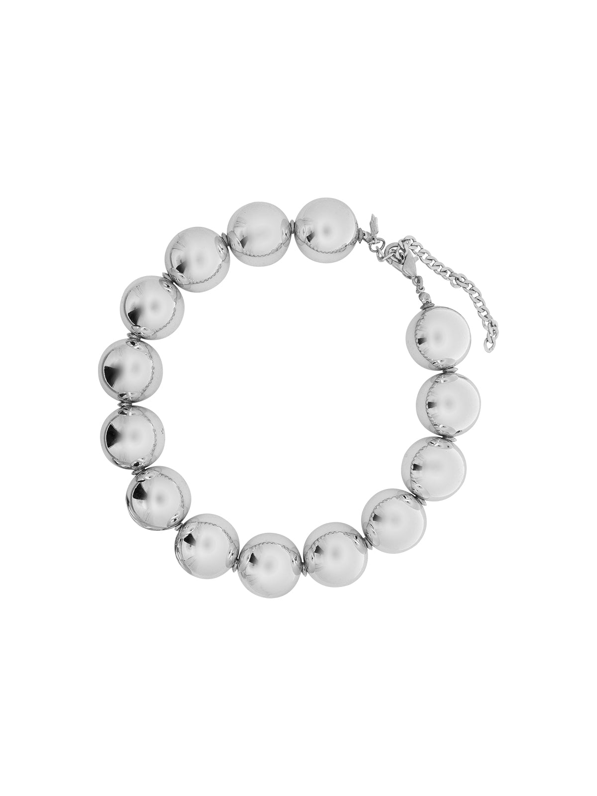 Collar Plateado Cuentas XL