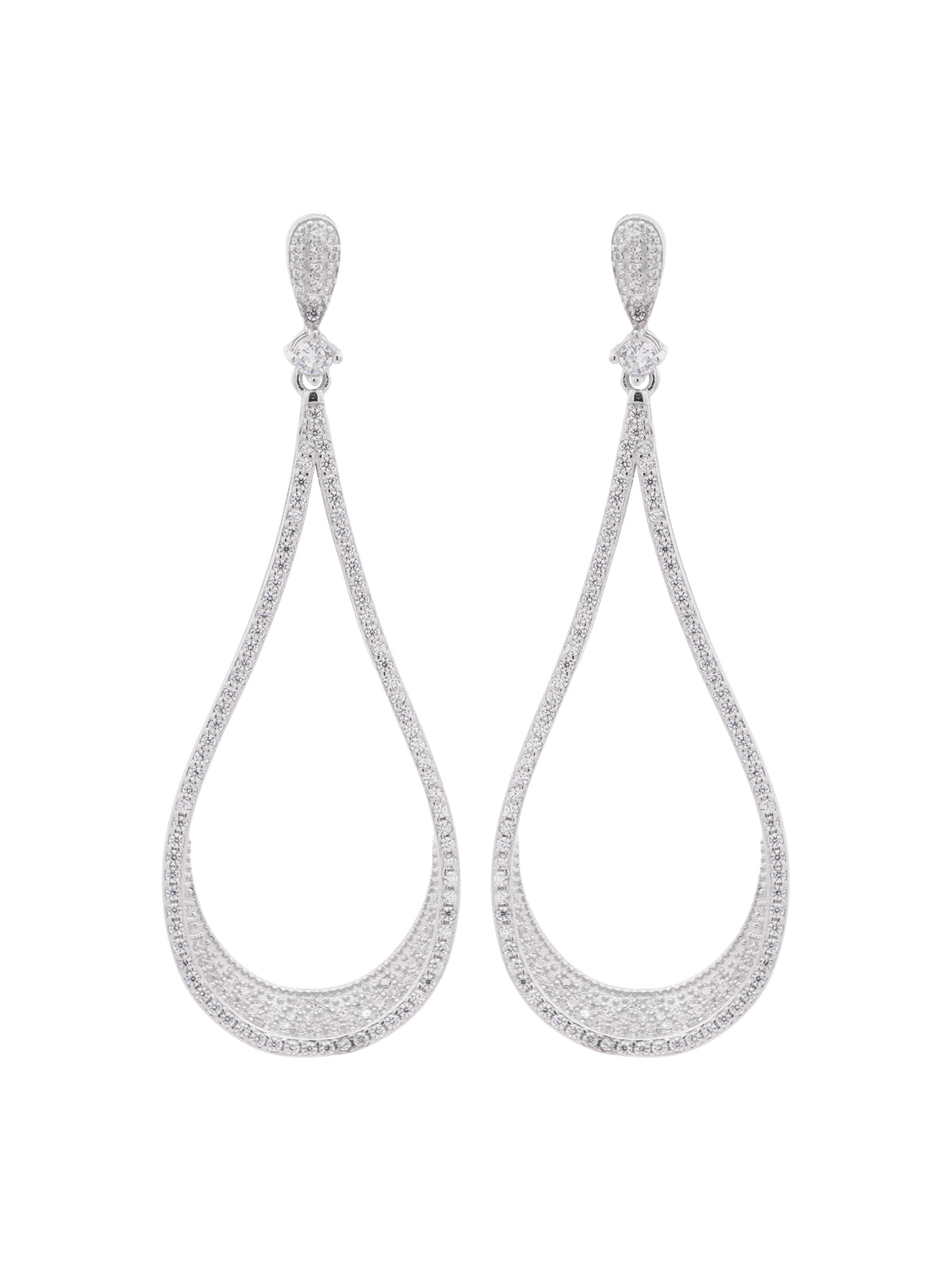 Aretes Plata Gota Zirconia Blanca