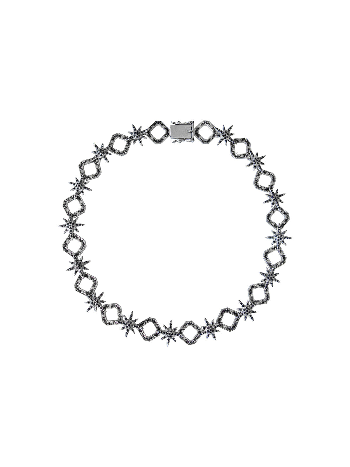 Complemento Estrella Plata Rodio Negro Zirconia Negra