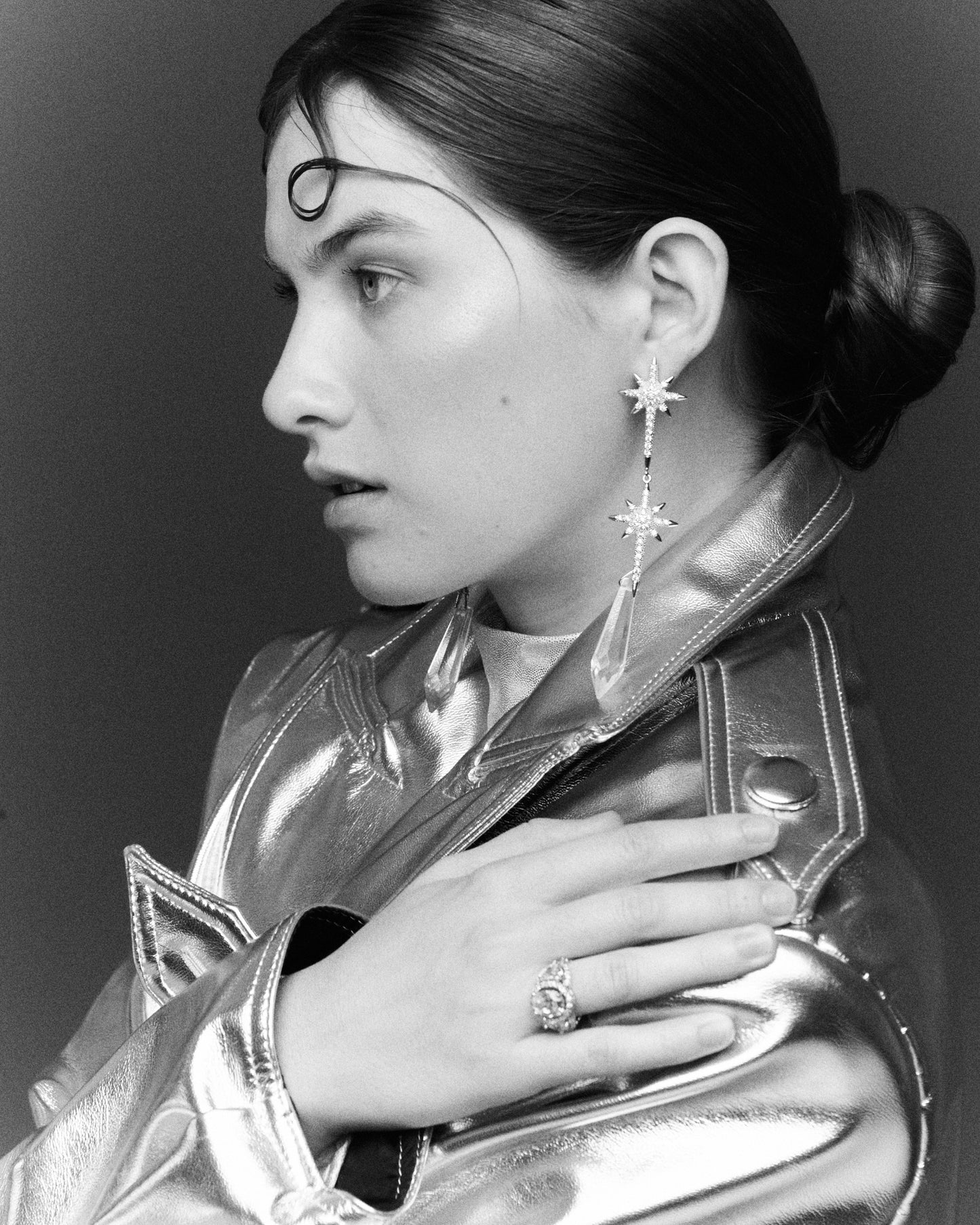 Aretes Plata Largos Estrellas Grandes