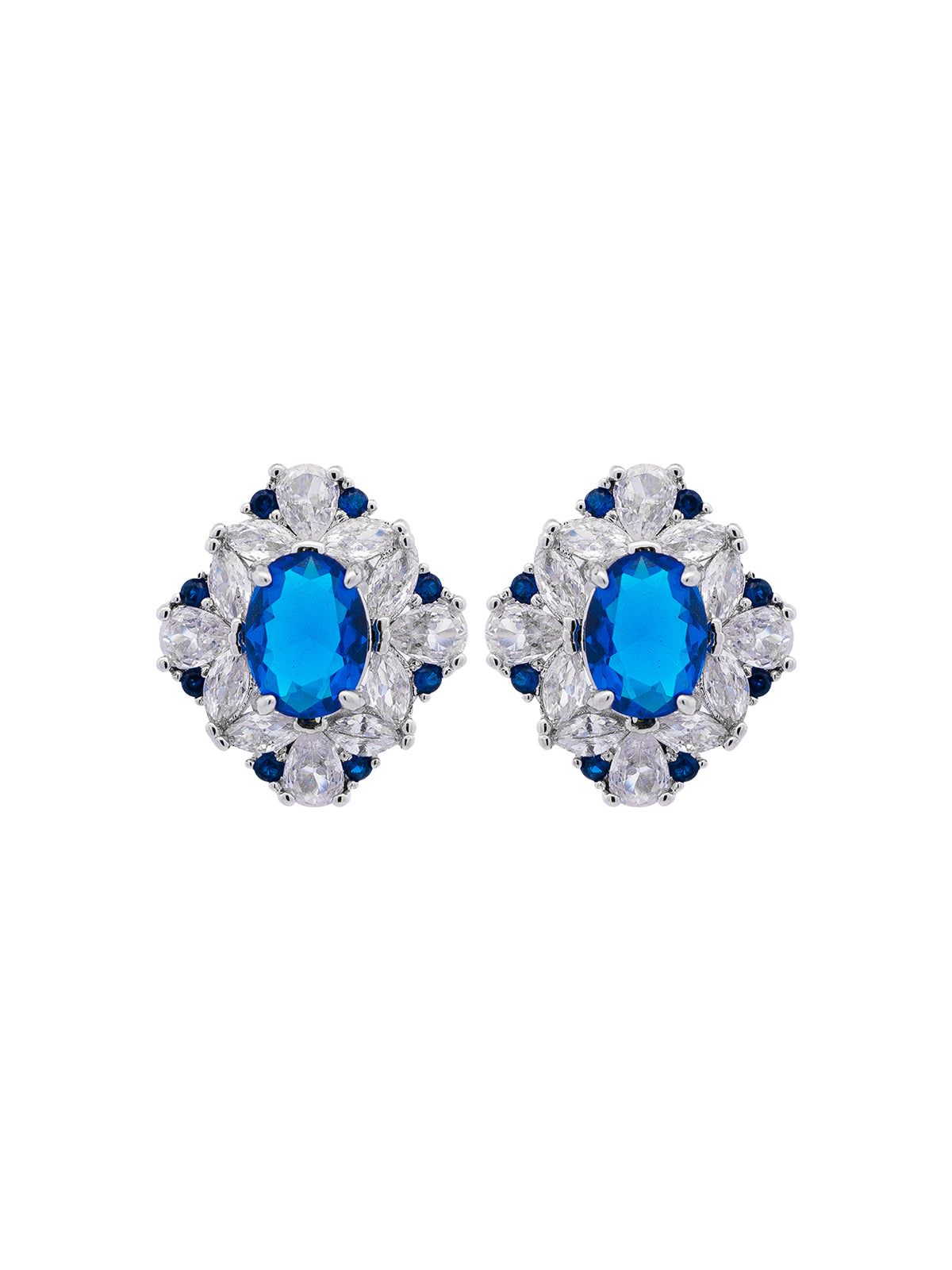 Aretes Plata Zirconia Azul