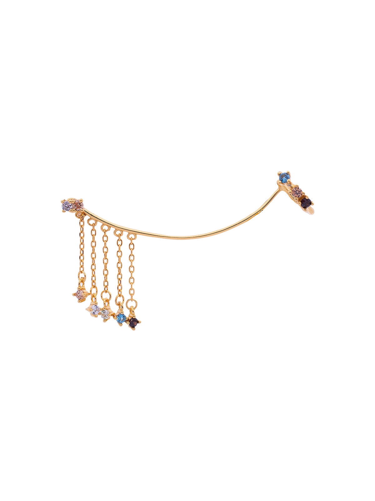 Ear Cuff Dorado Flecos Multicolor