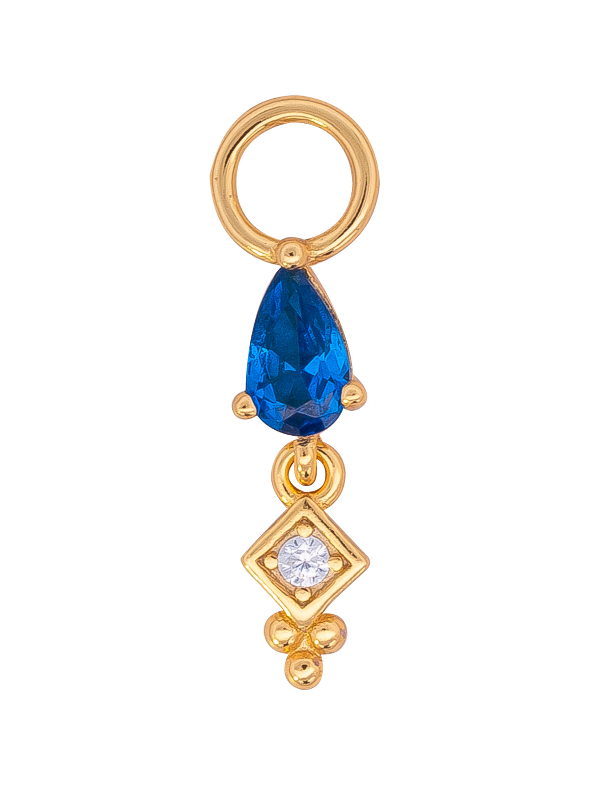 Charm Para Piercing Dorado Gota Zirconia Azul