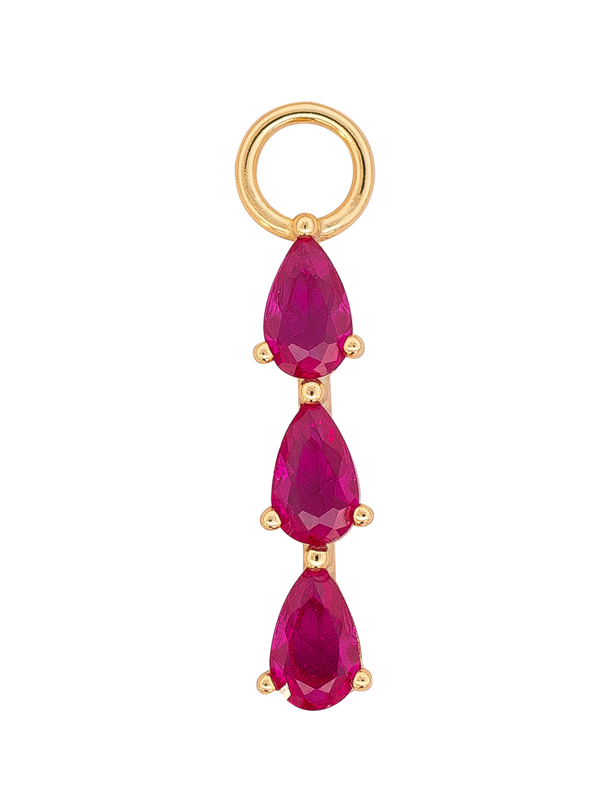 Charm Para Piercing Dorado Tres Gotas Zirconia Rosa