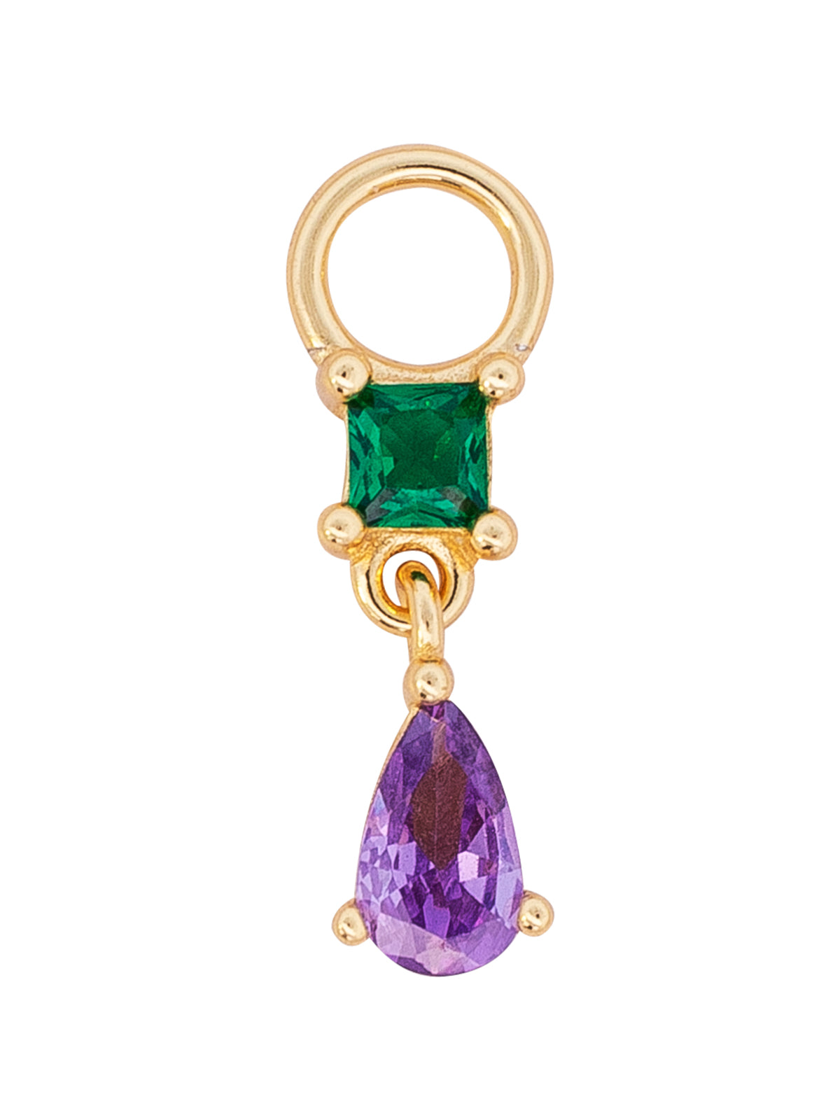 Charm Para Piercing Dorado Gota Zirconia Morada