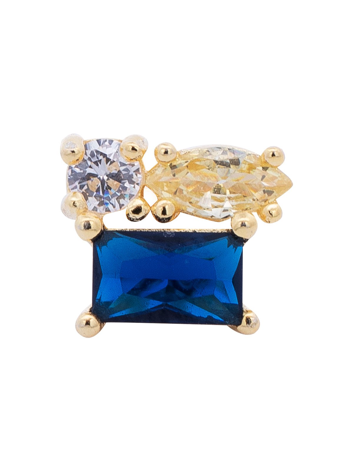 Piercing Dorado Zirconia Rectangular Azul