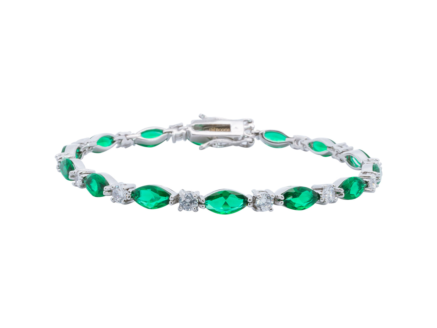 Pulsera Plata Zirconia Blanca y Verde