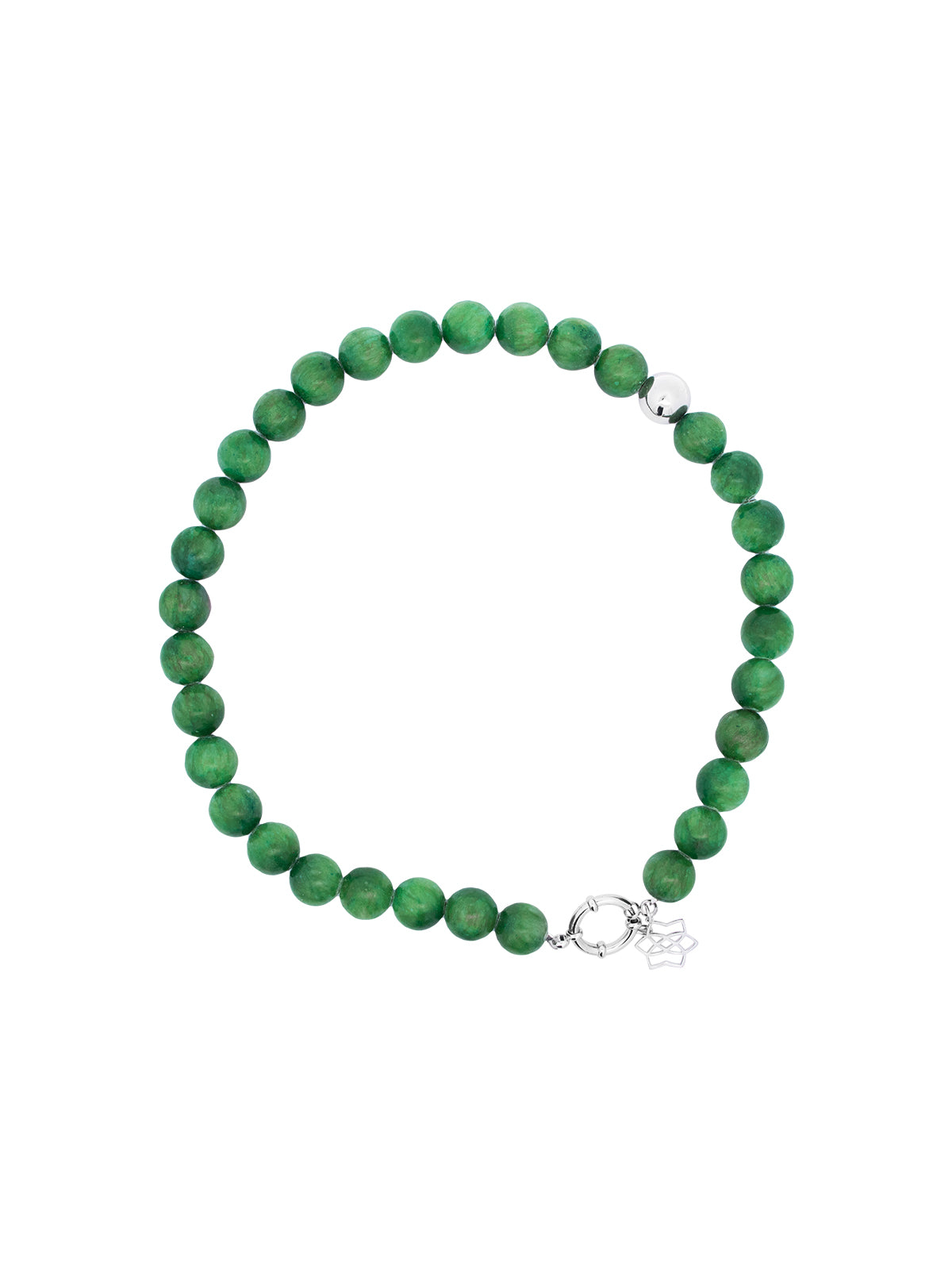 Collar Jade Verde Esfera Plata