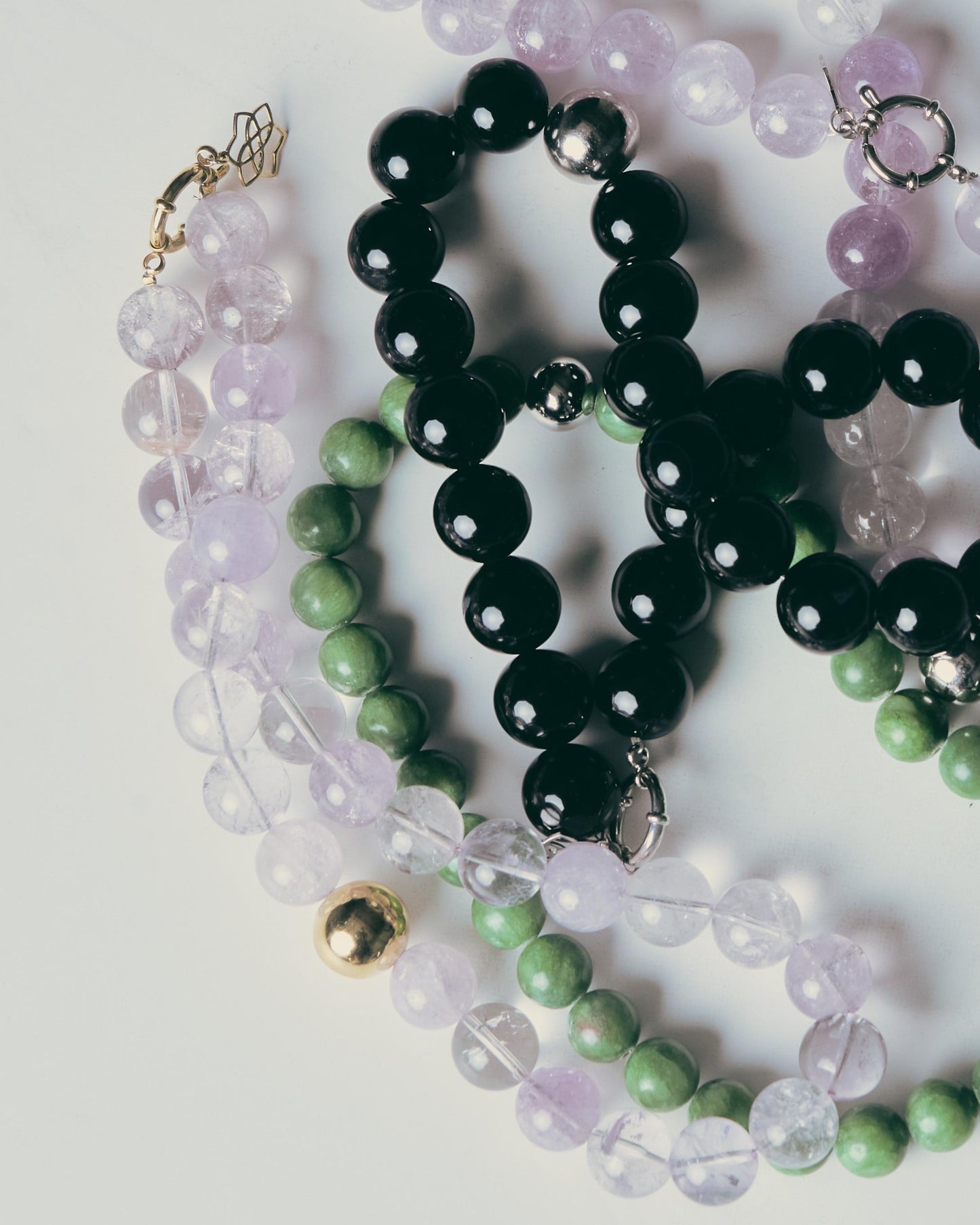 Collar Jade Verde Esfera Plata