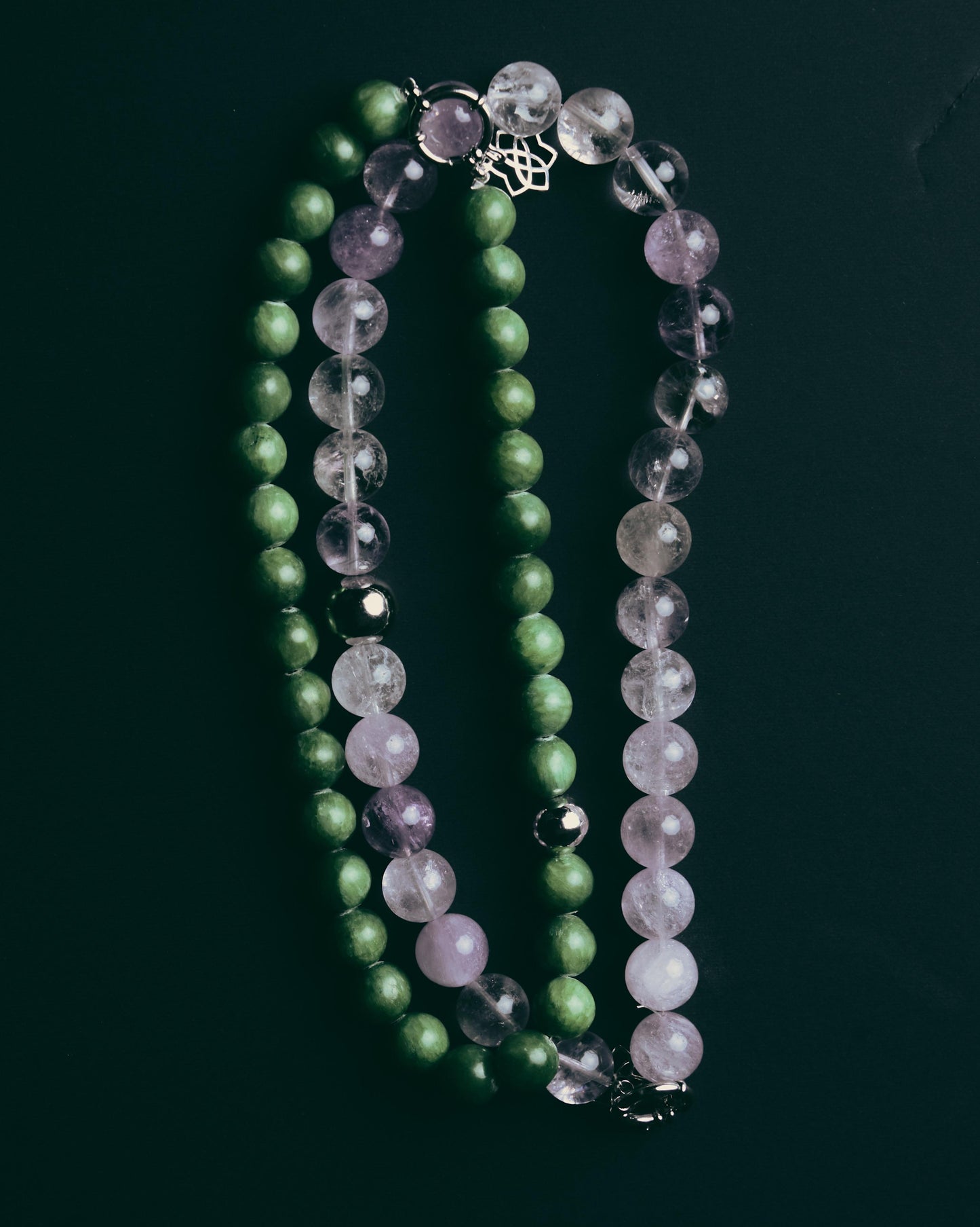 Collar Jade Verde Esfera Plata