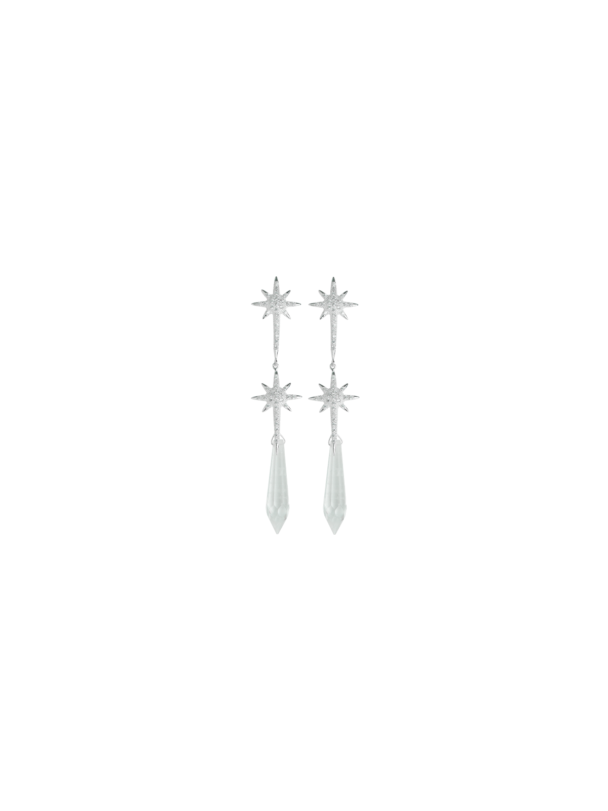 Aretes Plata Largos Estrellas Grandes