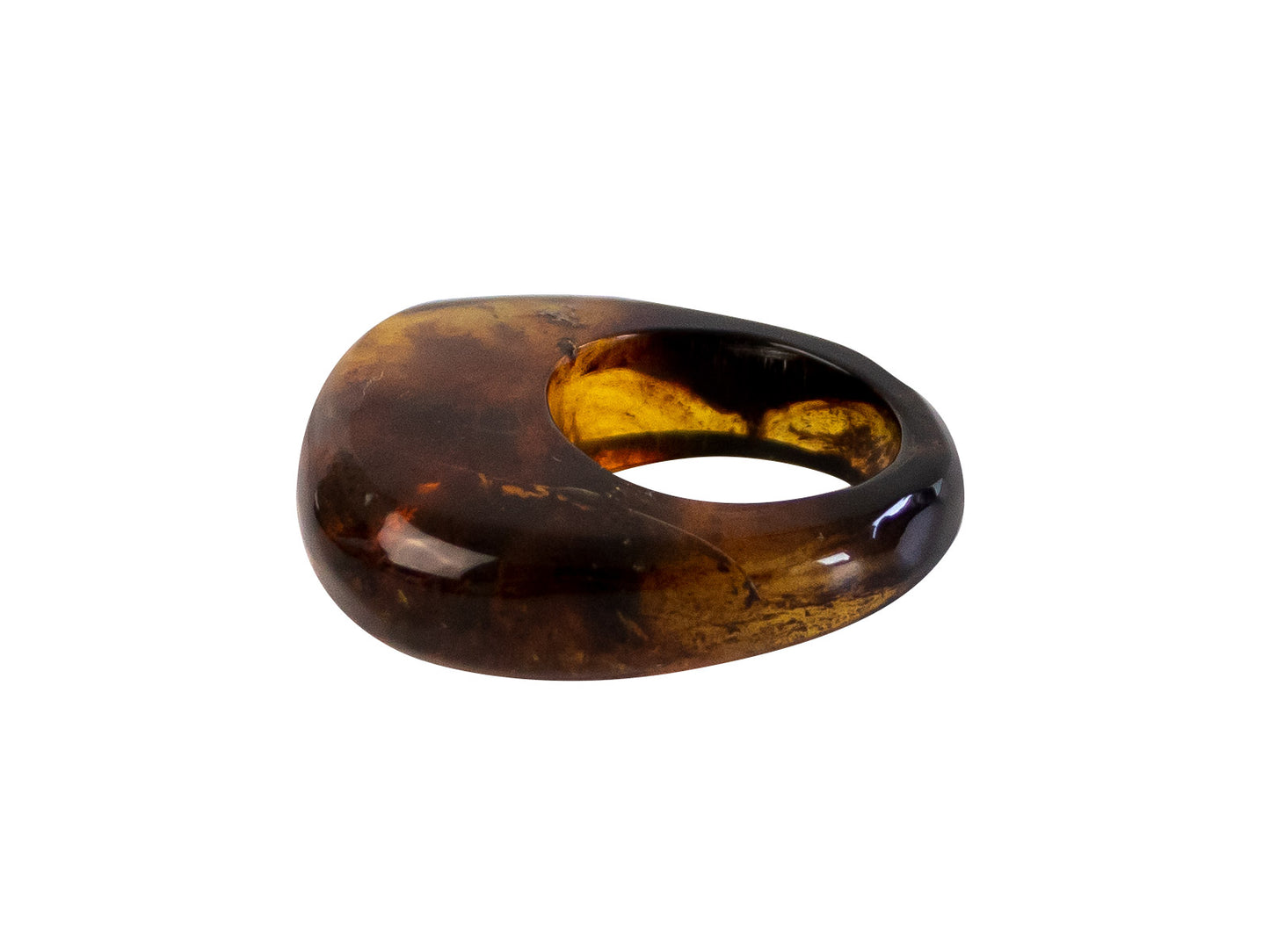 Anillo Delgado Piedra Ámbar Café