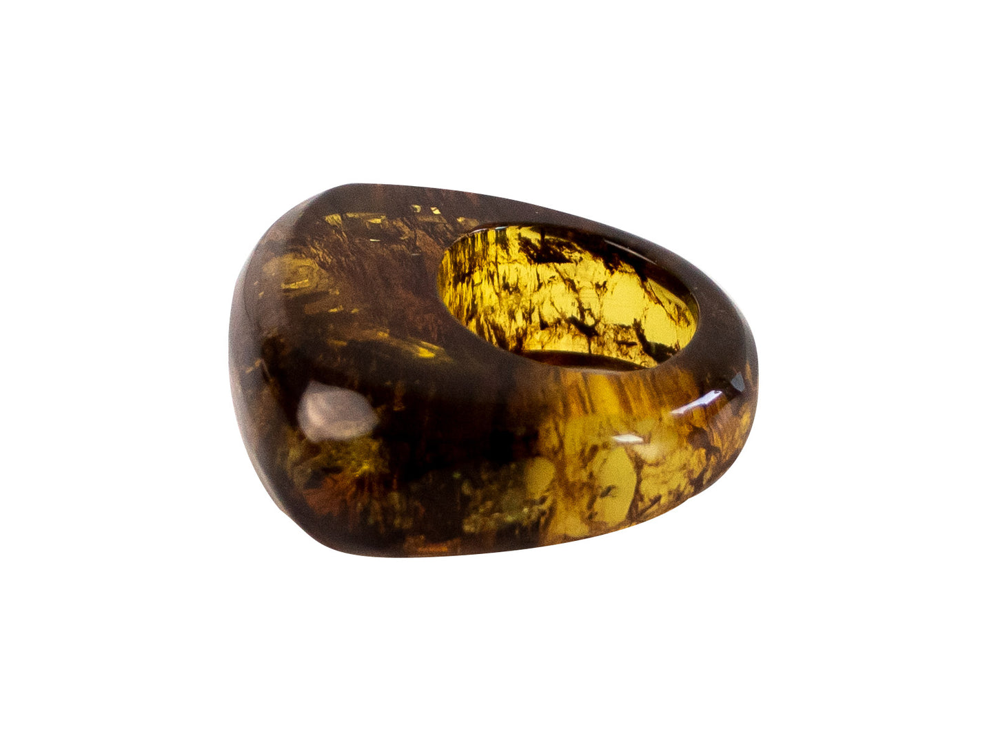 Anillo Delgado Piedra Ámbar Miel