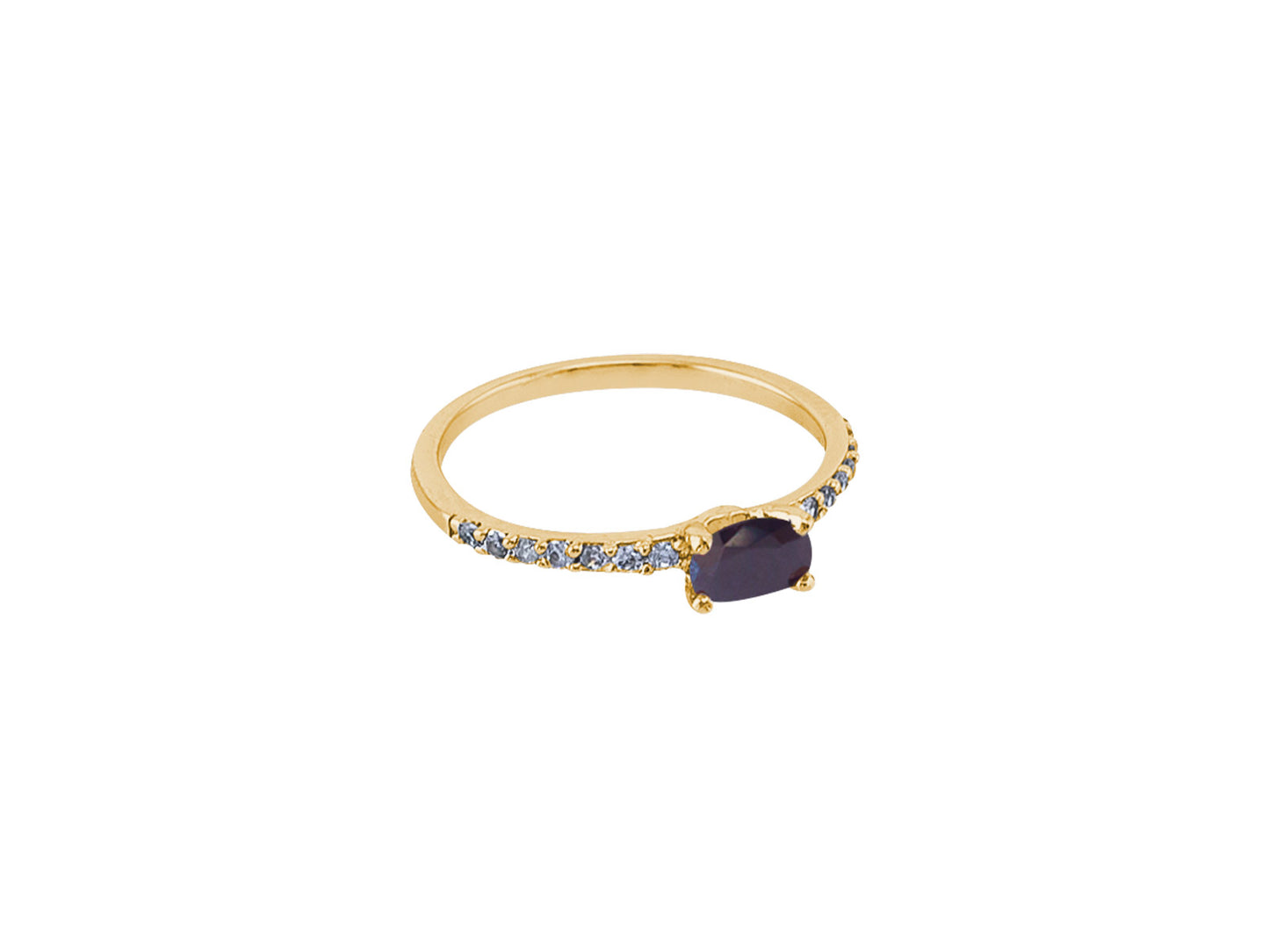 Anillo Dorado Princesa Zirconia Negra