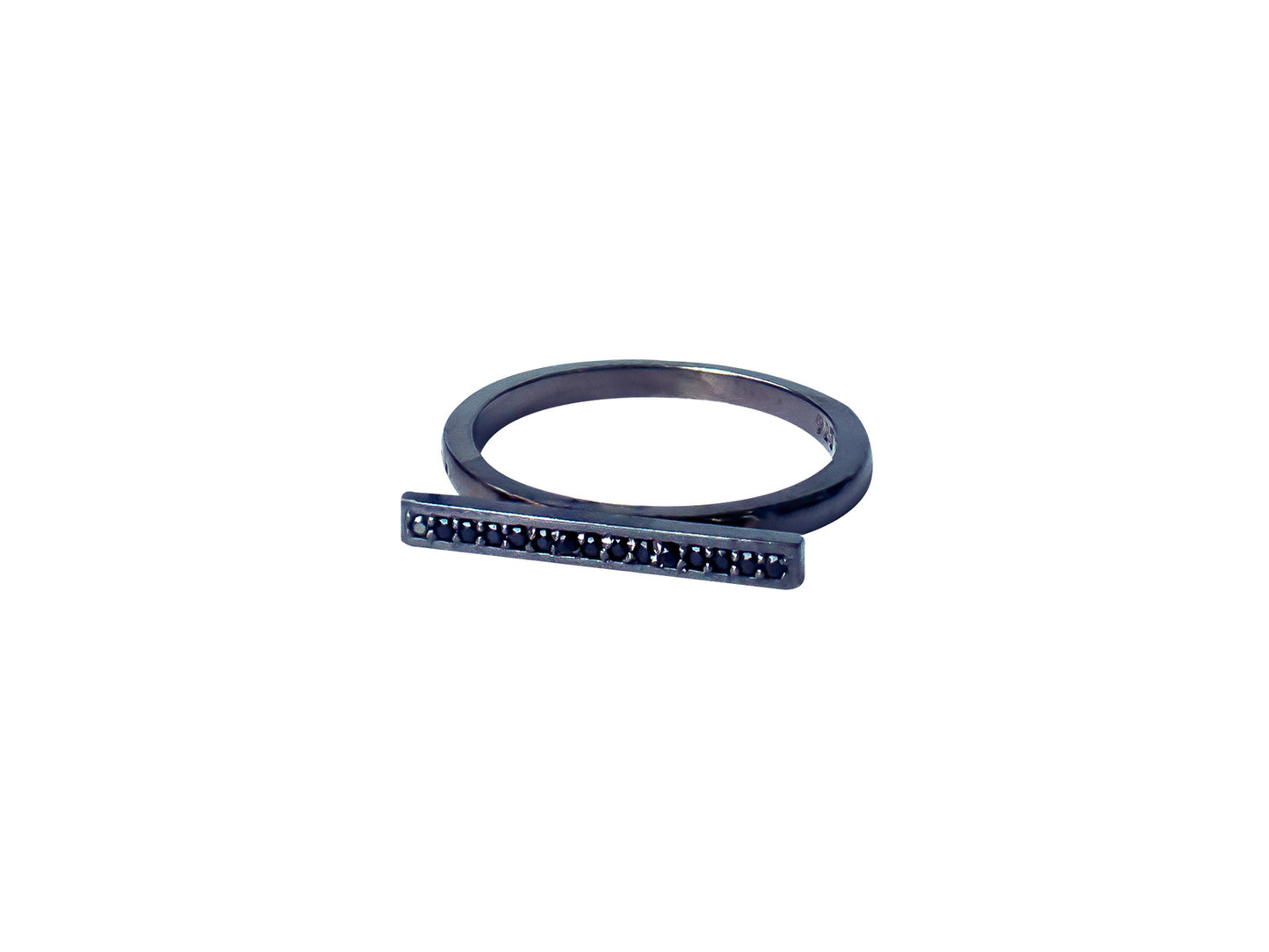 Anillo Negro Barra Zirconia