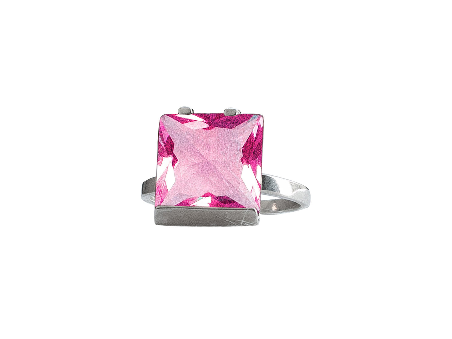 Anillo Plata Zirconia XL Rosa