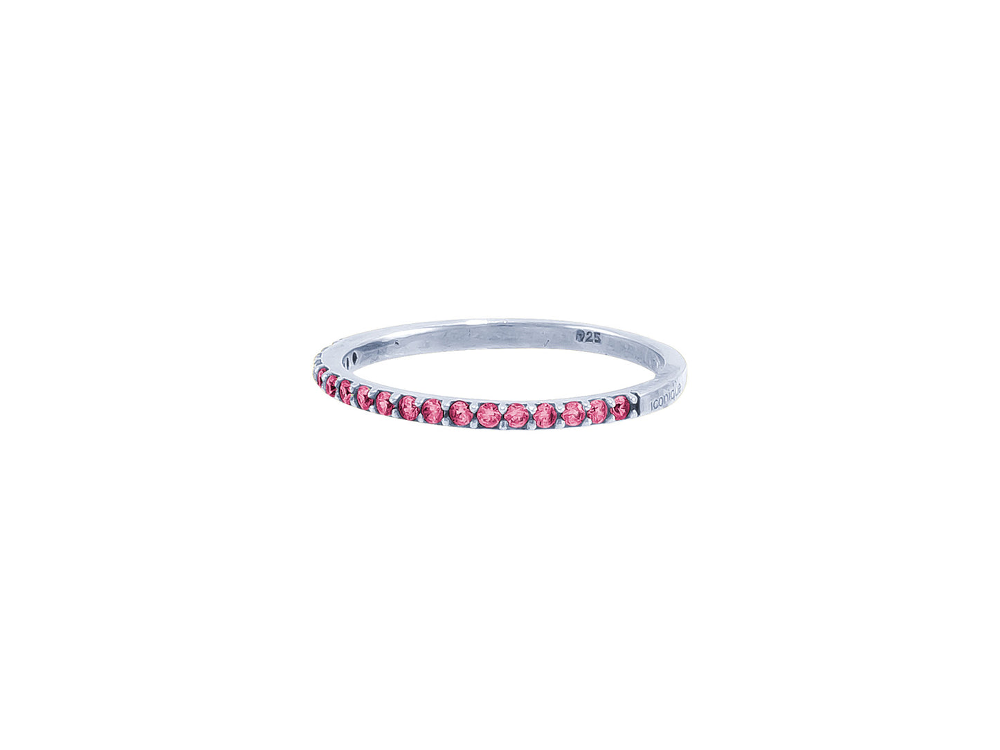 Anillo Plata Simple Zirconia Rosa