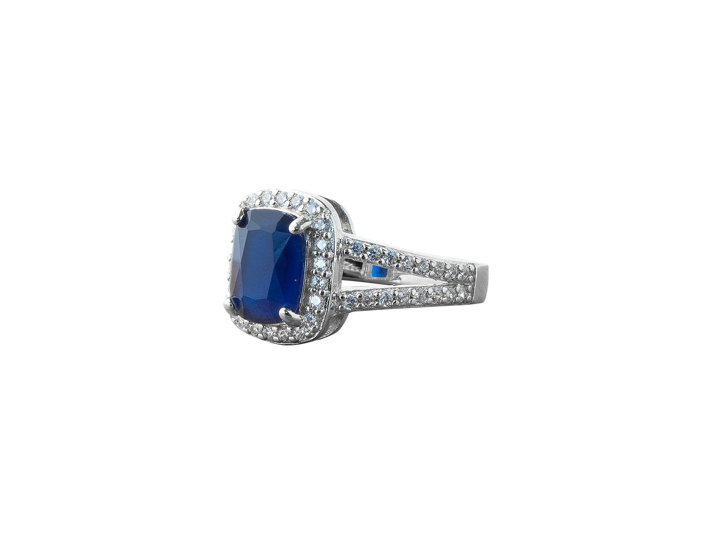 Anillo Plata Zirconia Azul