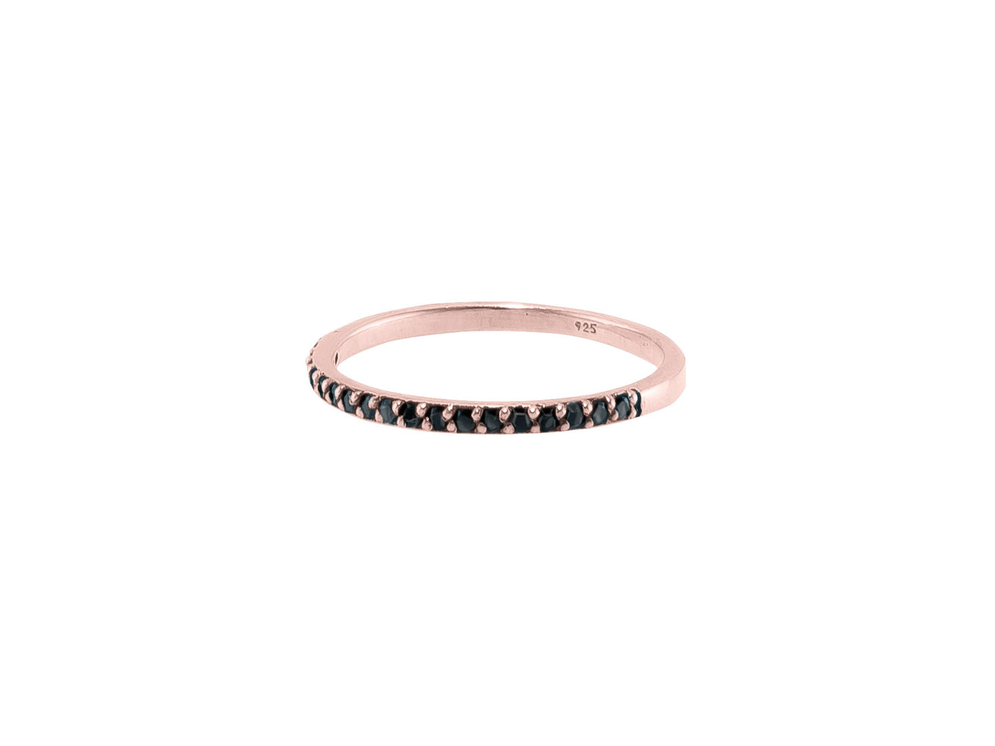 Anillo Rosa Simple Zirconia Negra