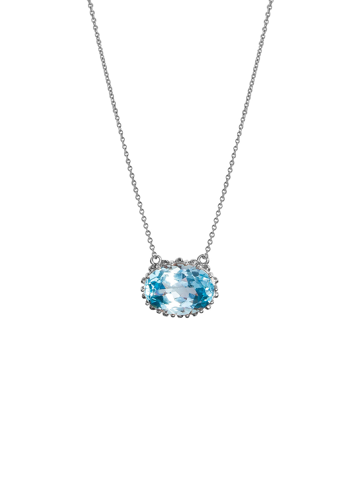 Colgante Plateado Zirconia Azul