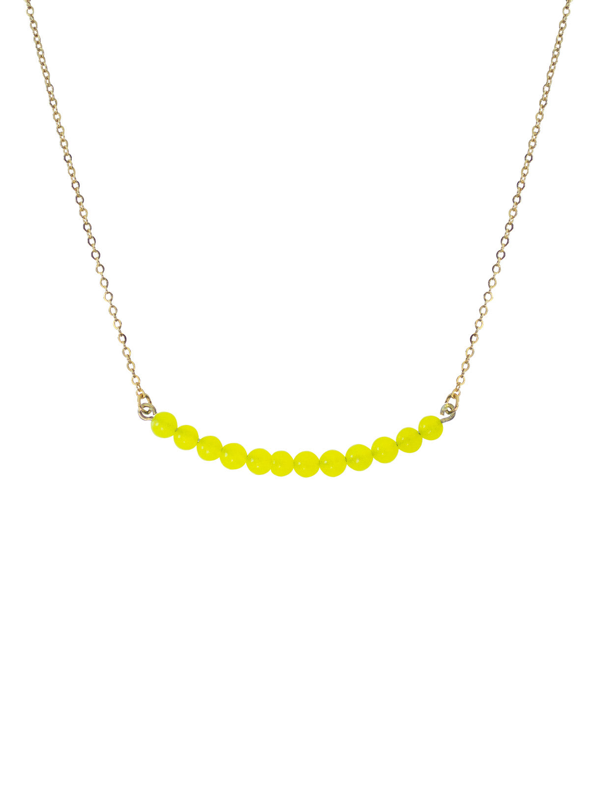 Collar Dorado Piedra Natural Jade Amarillo