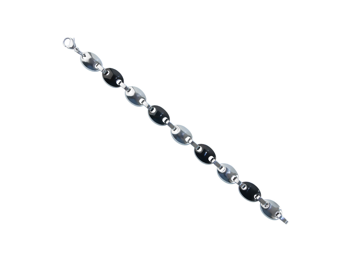 Pulsera Acero Inoxidable Plata y Negro