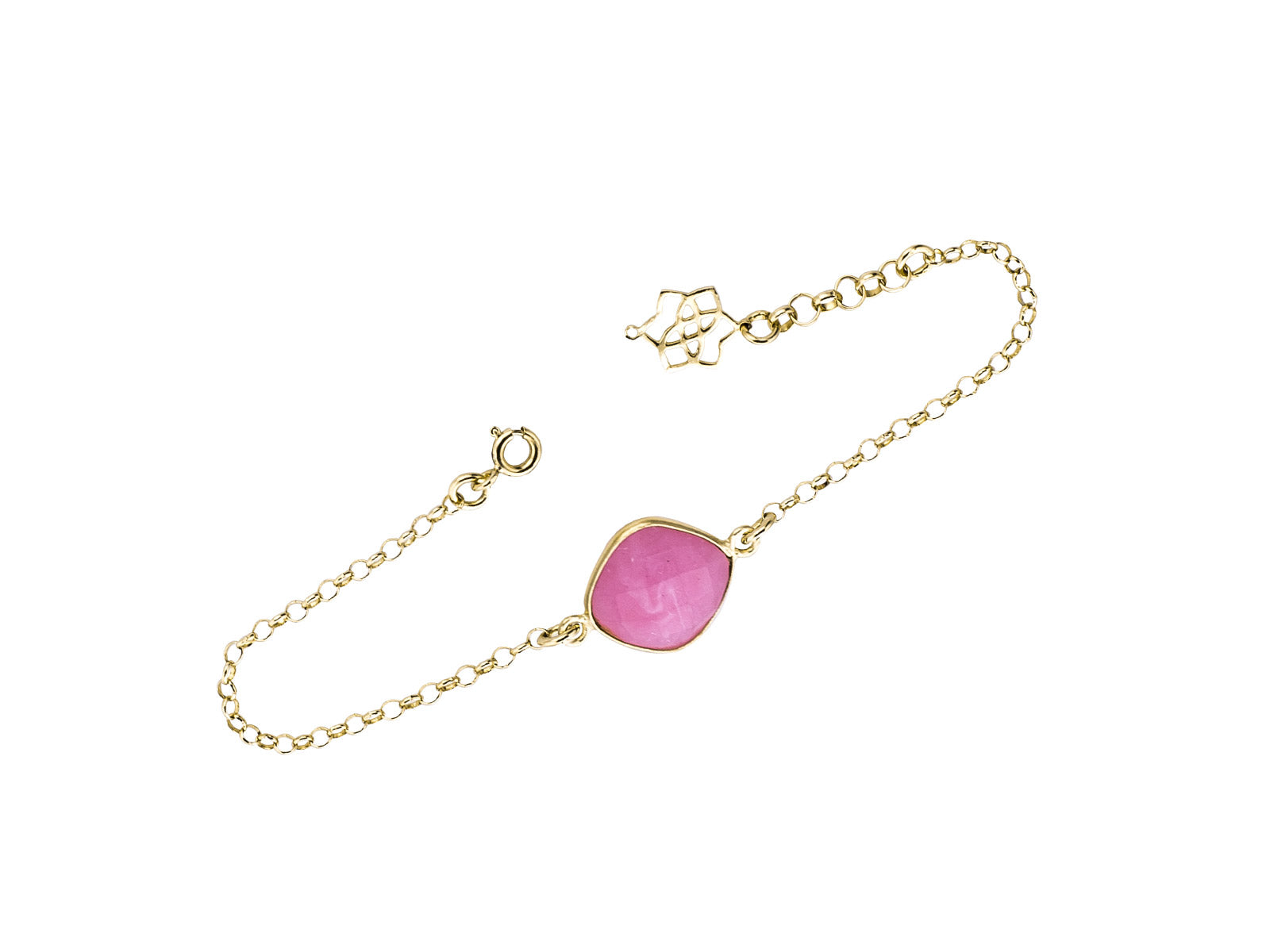 pulsera oro con piedra natural cuarzo rosa palo de 2enespiral