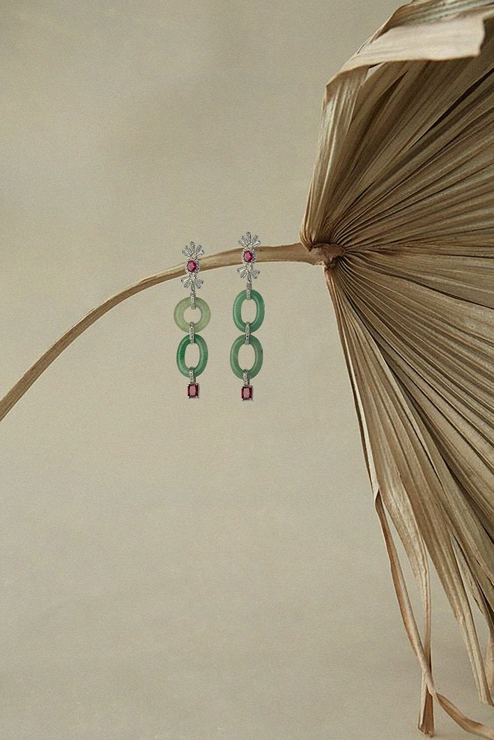 Aretes Largos Plata Jade