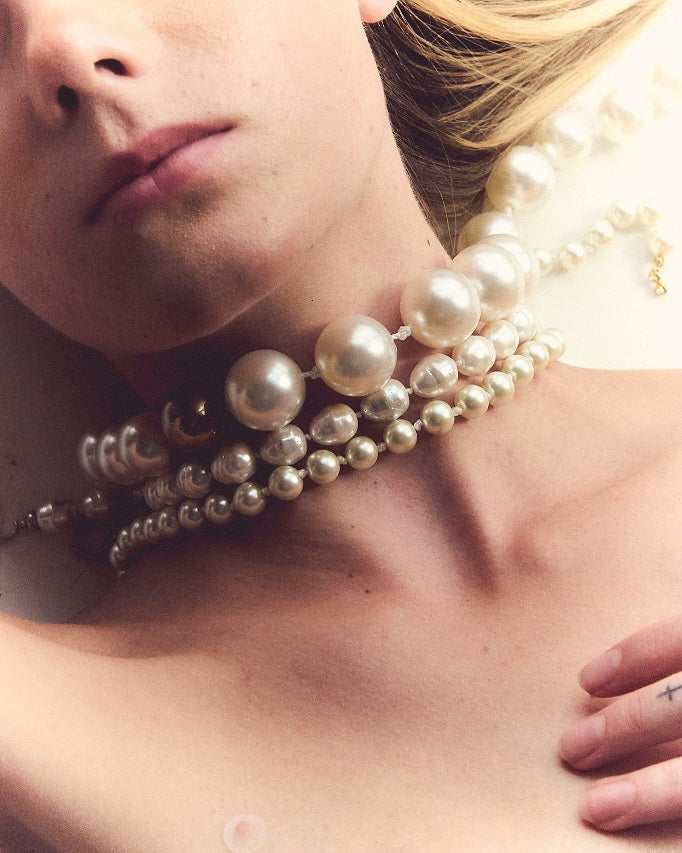 Collar Perlas XL Detalle Dorado