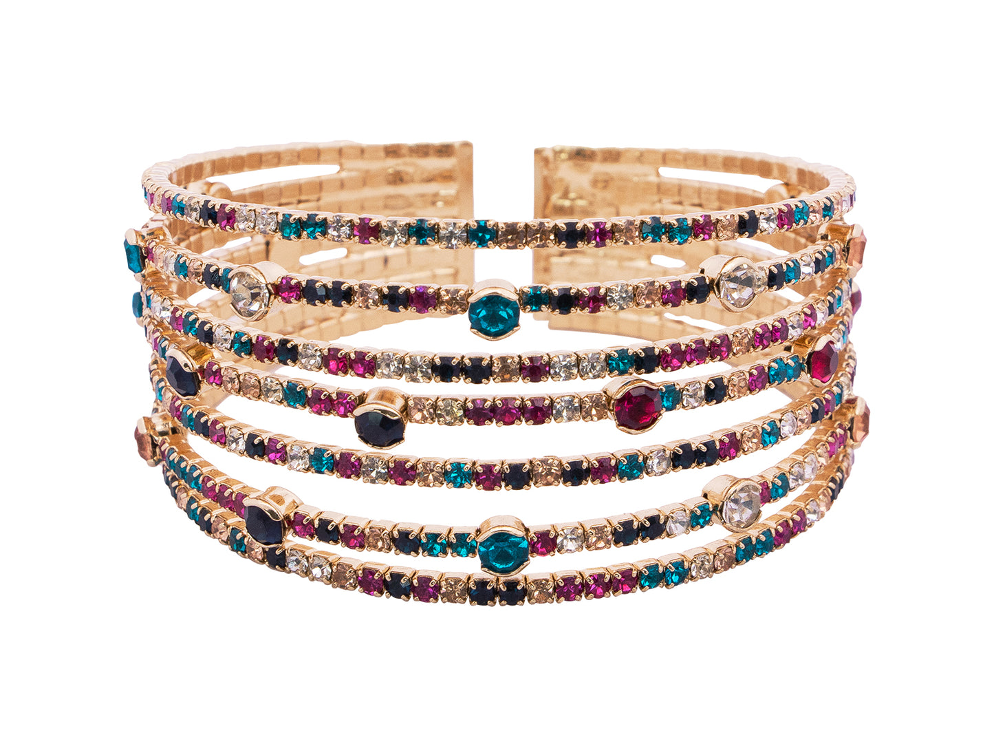 Brazalete Dorado Zirconia Multicolor