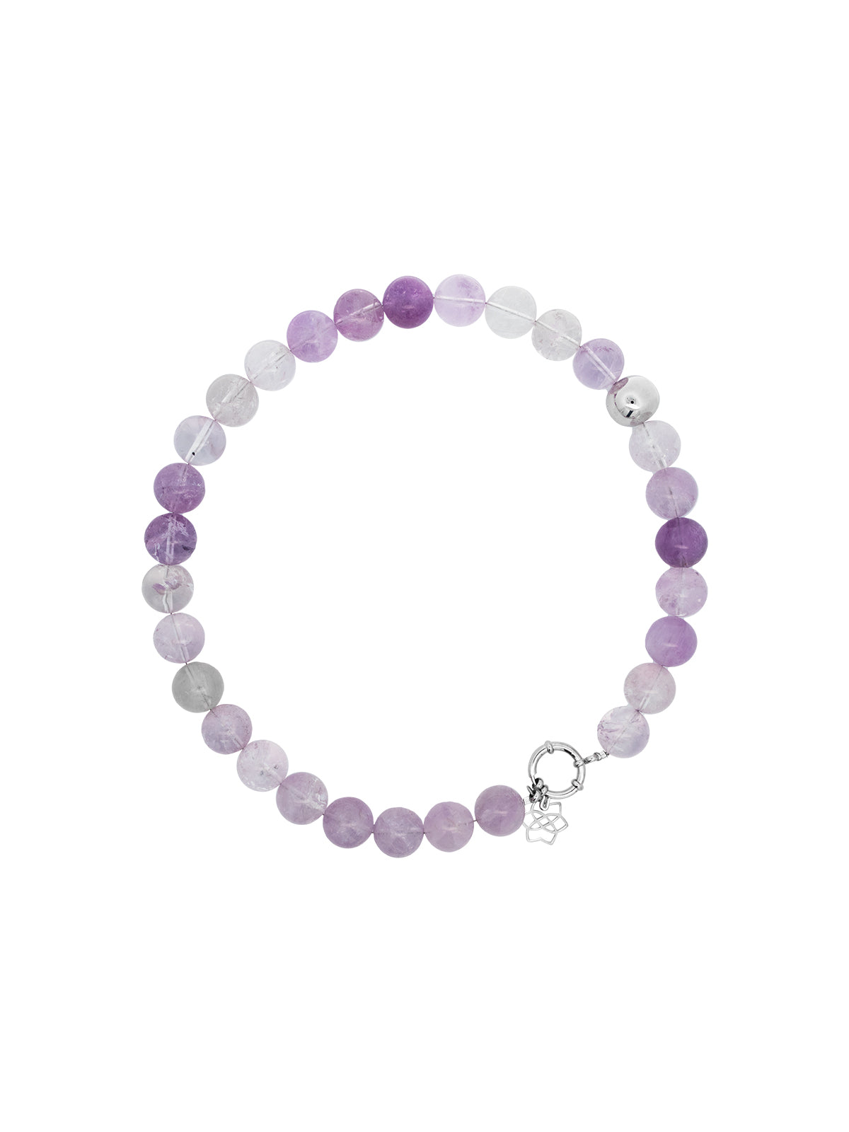 Collar Amatista Lila Esfera Plata