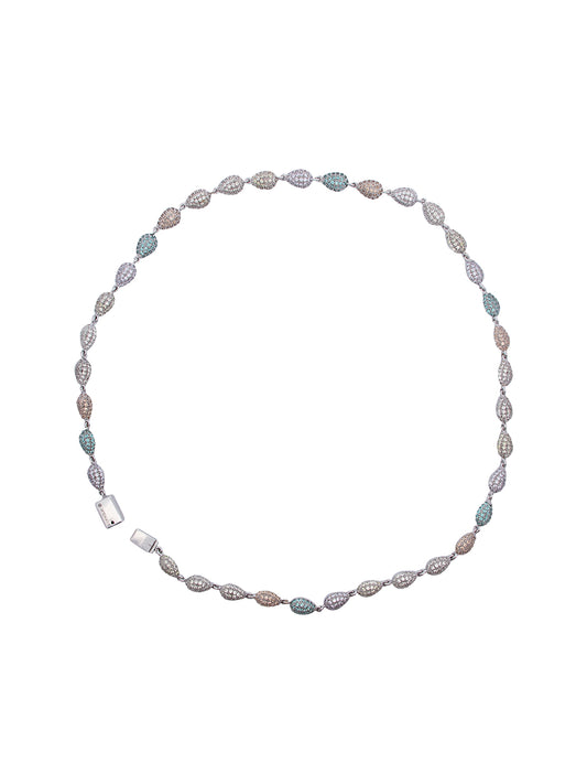 Collar Plata Zirconia Corte Gota Multicolor