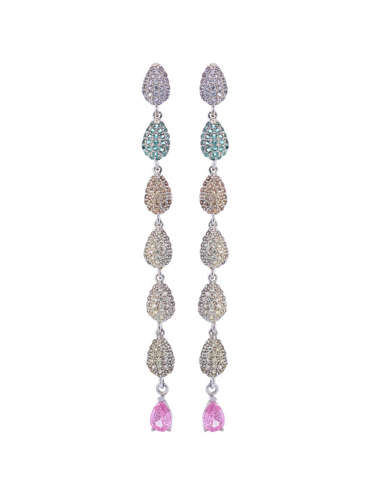 Aretes Plata Zirconia Corte Gota Multicolor