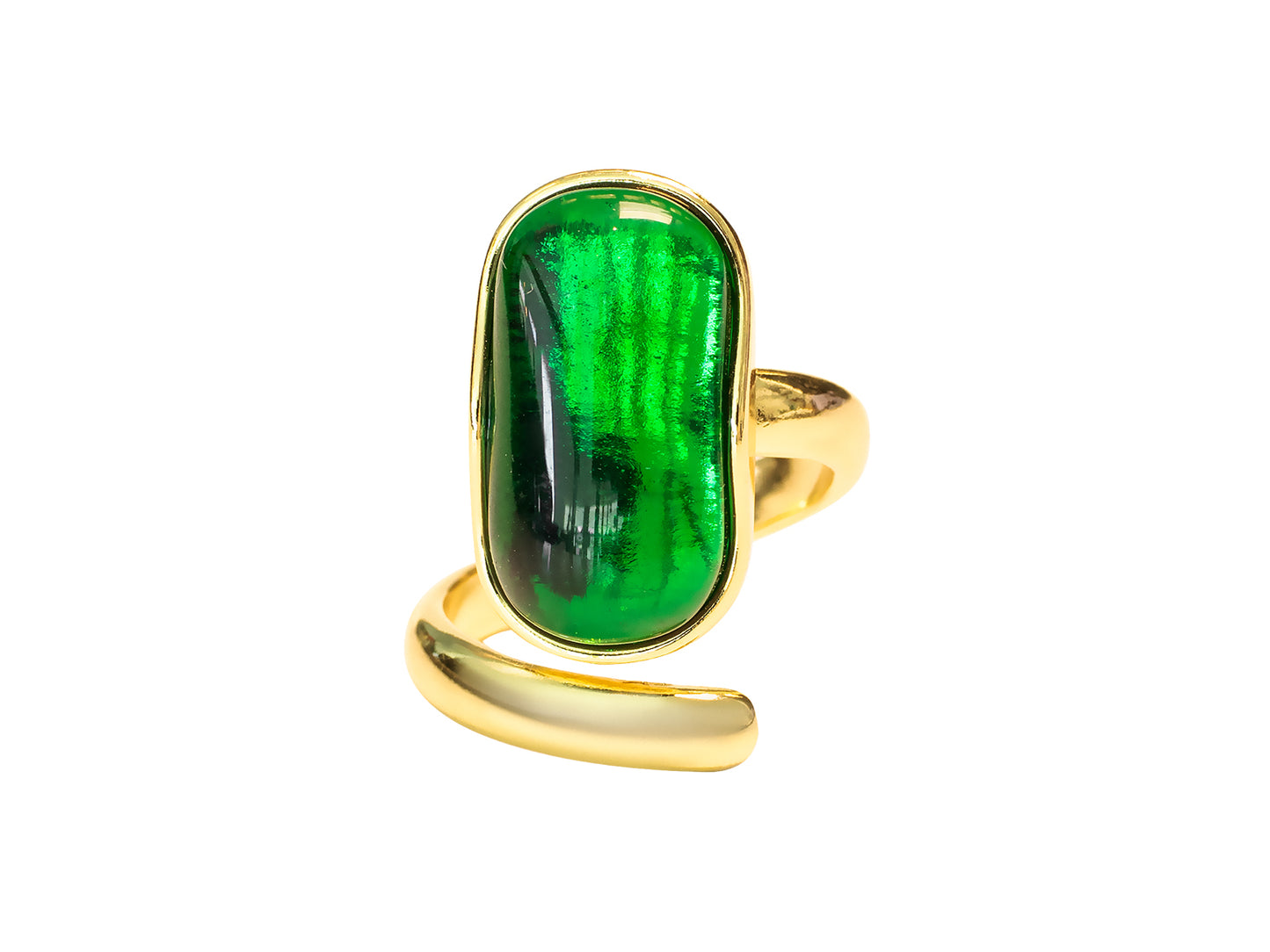 Anillo Dorado Oval Verde