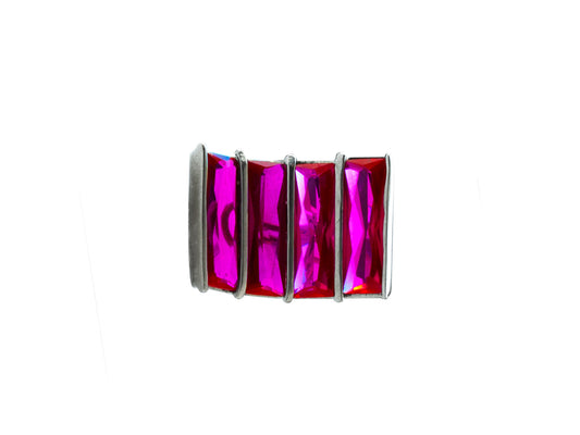 Anillo Plata Zirconia Fucsia