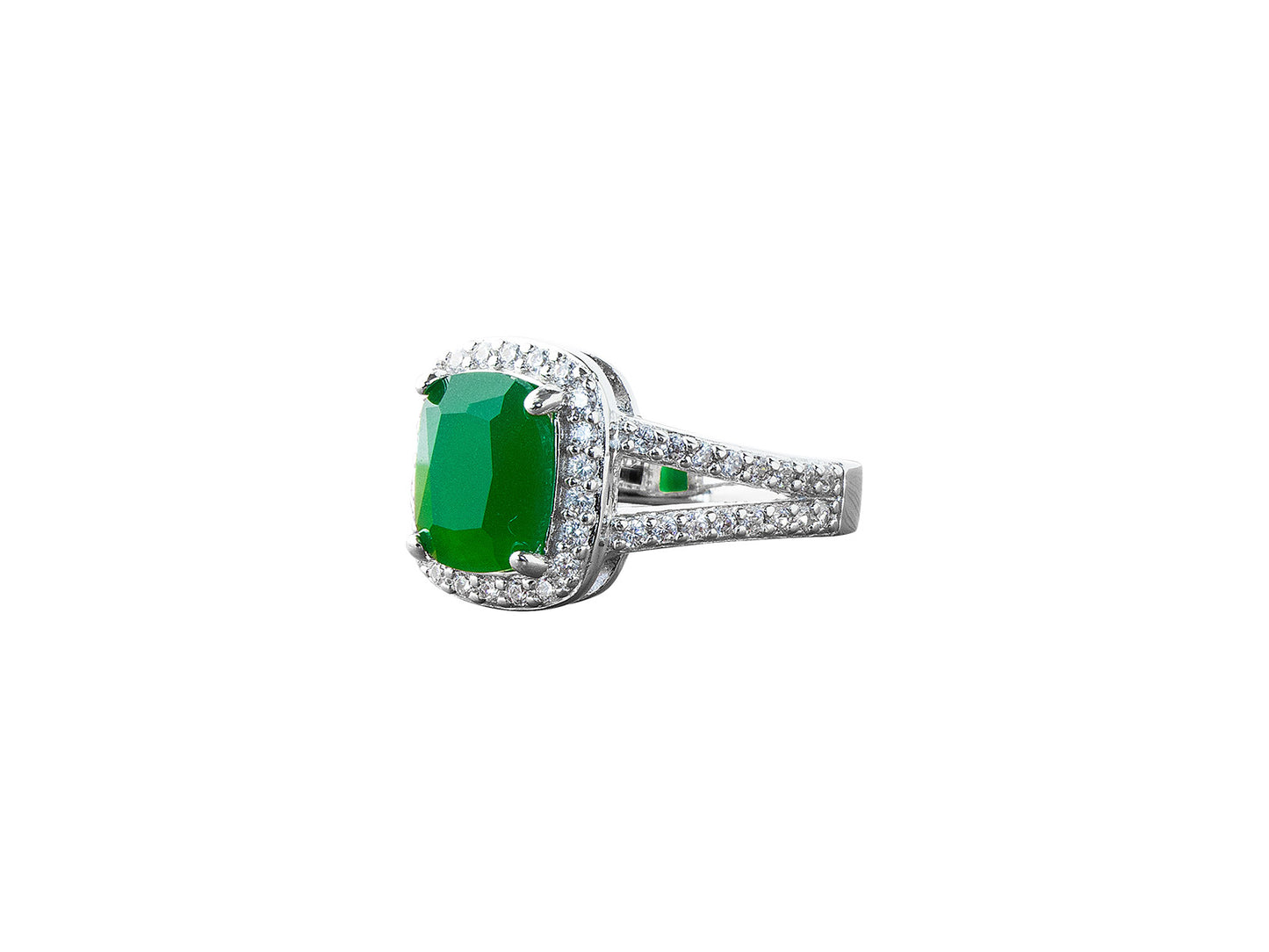 Anillo Plata Zirconia Verde