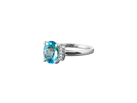 Anillo Plata Topacio Azul