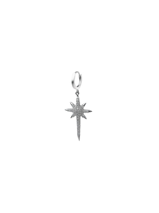 Arete Estrella Plata Zirconia Blanca