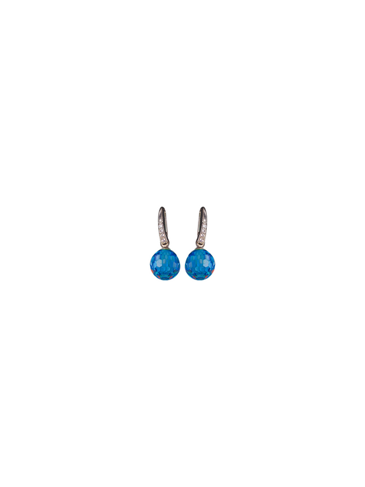 Aretes Cortos Plata Piedra Azul