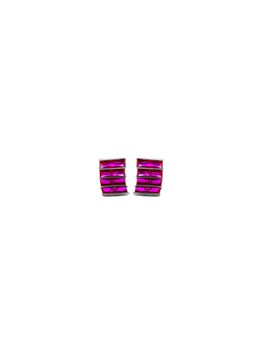 Aretes Plata Zirconia Fucsia