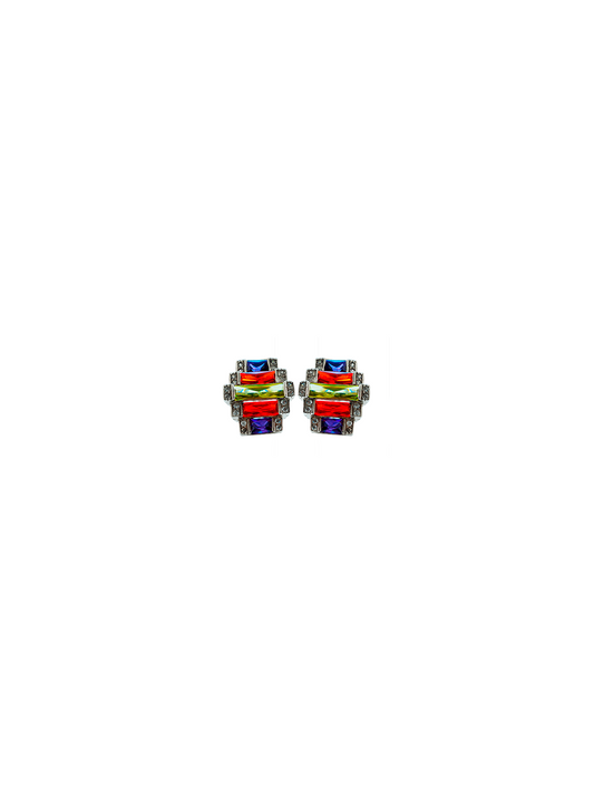 Aretes Plata Zirconia Multicolor