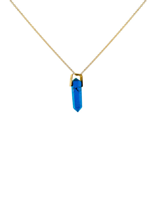 Colgante Dorado y Dije Piedra Turquesa Azul