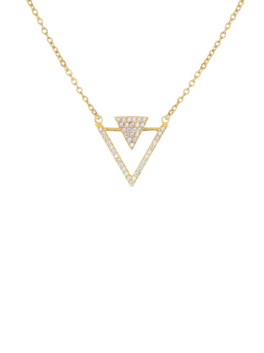 Collar Triangular Doble Dorado Zirconia