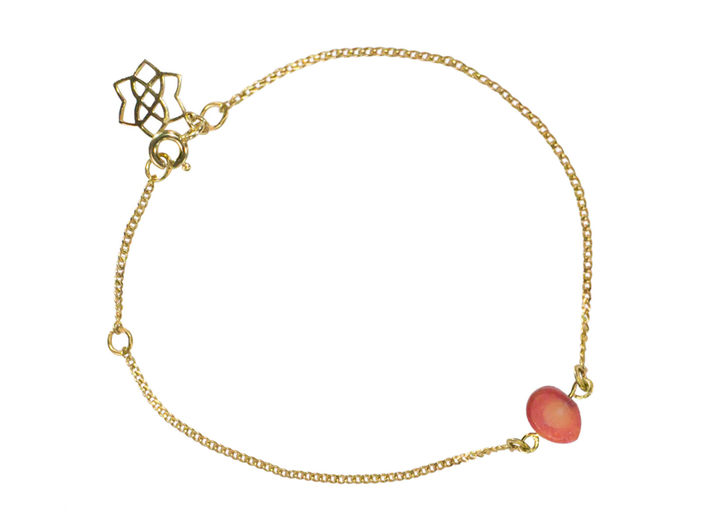 Pulsera Dorada Piedra Coral